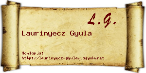 Laurinyecz Gyula névjegykártya